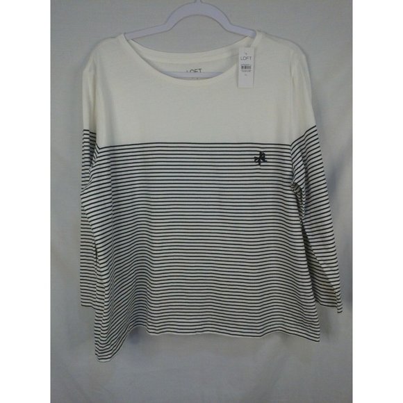 Loft Sleep XL Black White Striped Shirt NWT Ann Taylor - Picture 1 of 3